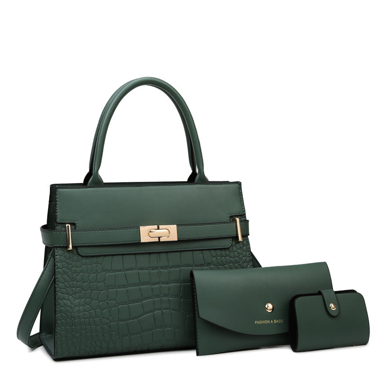 Women's Crocodile Pattern Temperament Large Capacity Combination Mother Handbags