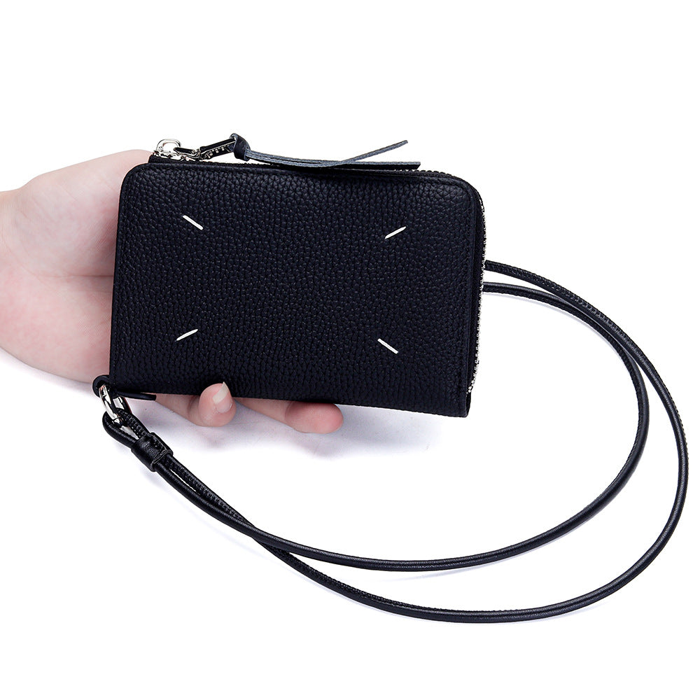 Women's Genuine Leather Short Halter Zipper Multiple Ladies Wallet