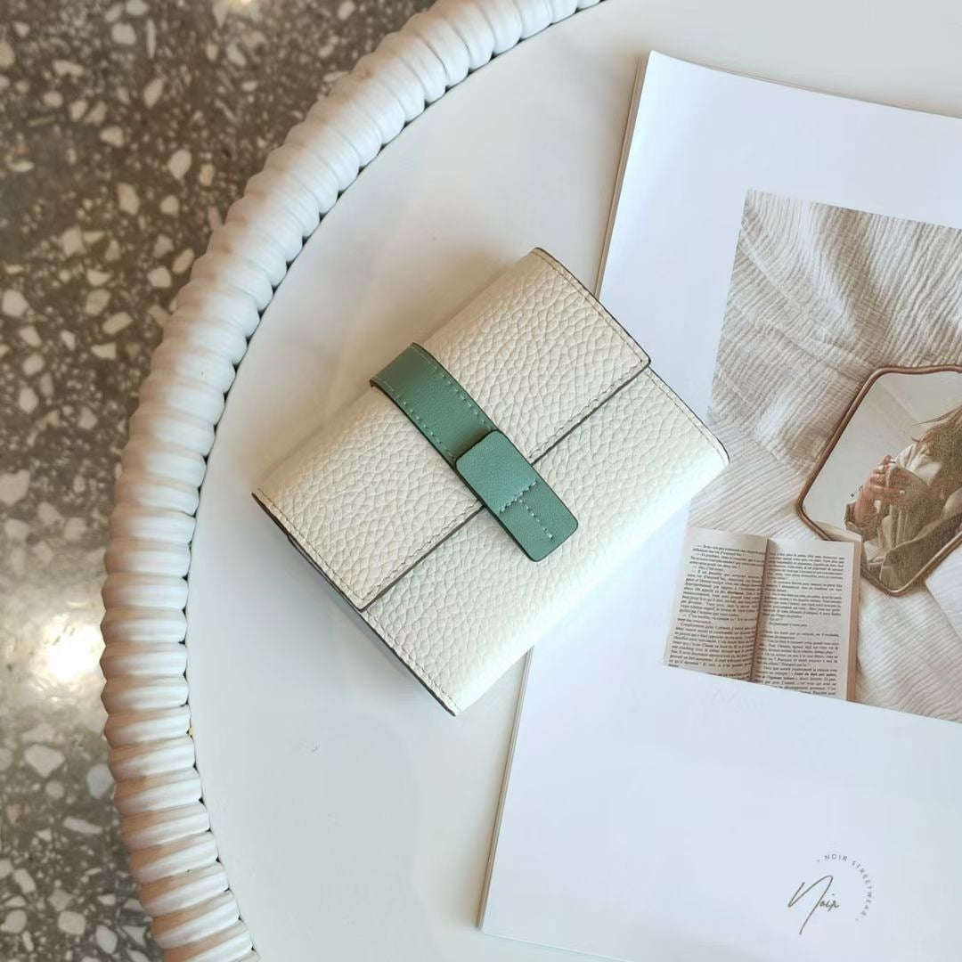 Korean Style Color Matching Top Layer Ladies Wallets