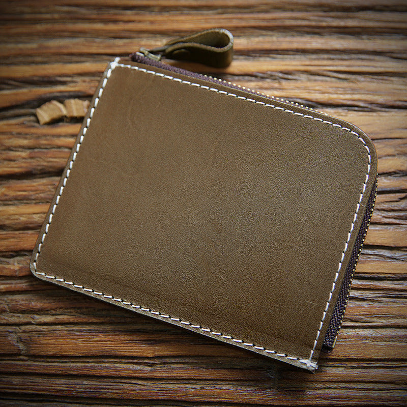 Men's Handmade Vintage Short Genuine Leather First Men's Wallets
