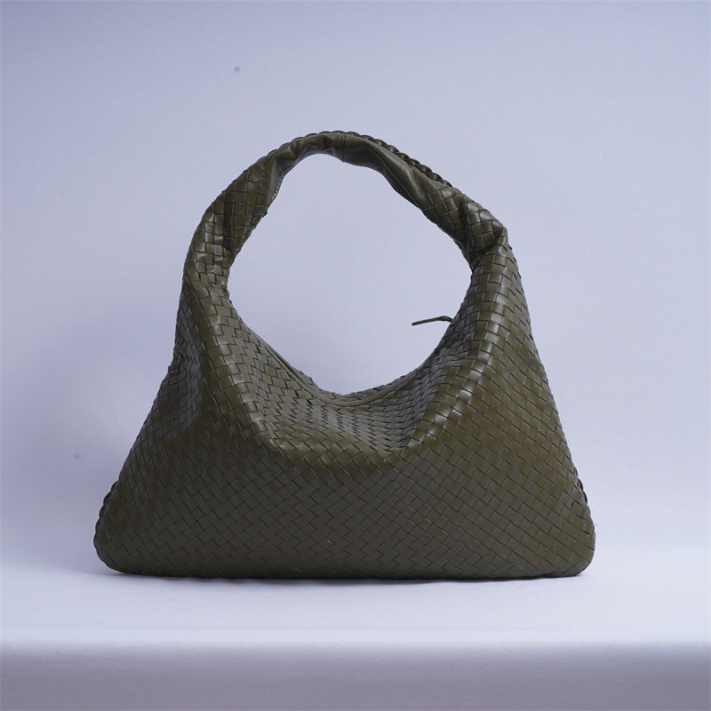 Women's Handmade Sheepskin Woven Fashion Leather Pillow Crossbody Bags