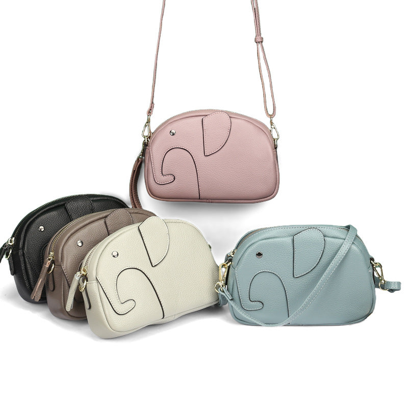 Women's Macaron Genuine Leather Creative Fashion Elephant Trendy Shoulder Bags
