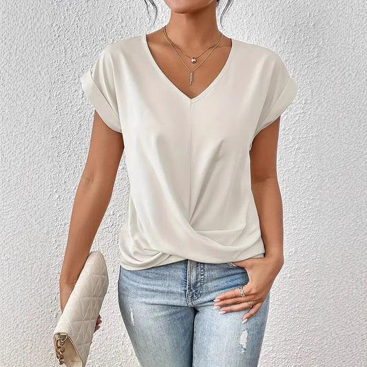 Women's Solid Color T-shirt Elegant Sleeve Blouses