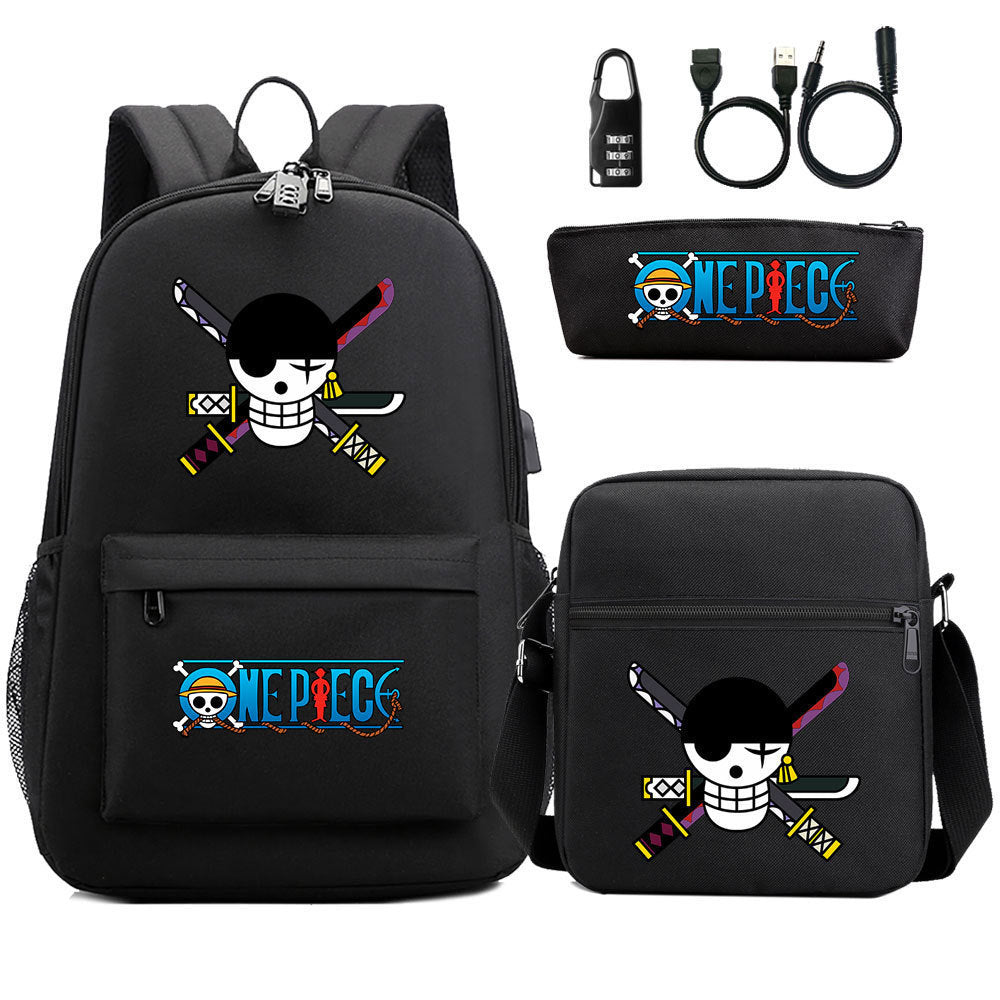 Women's & Men's & Cartoon One Piece Password Pencil Middle School Students' Schoolbags