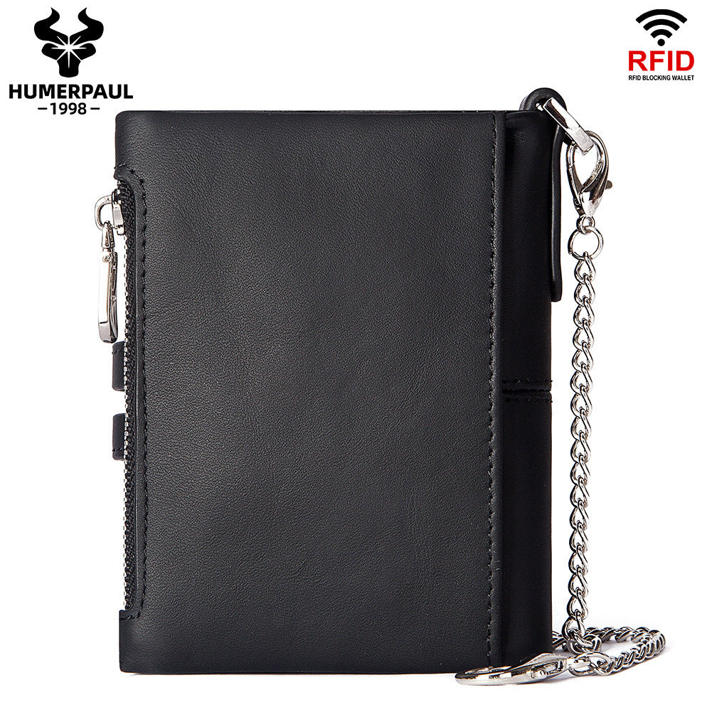 Swiping Zipper Hasp Multiple Slots First Men's Wallets