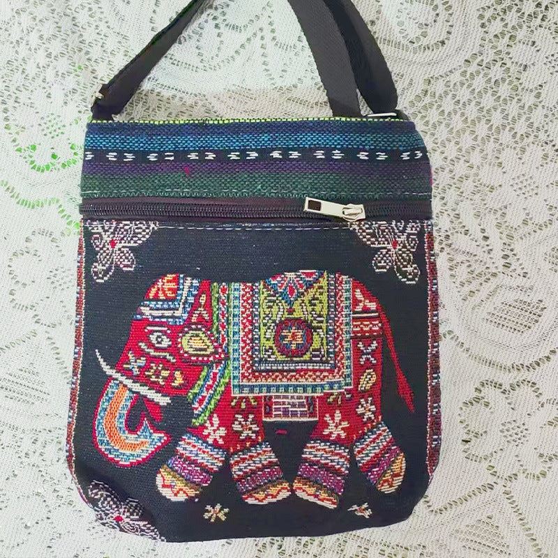 Women's Elephant Owl Shopping Canvas Trendy Women's Messenger Bag