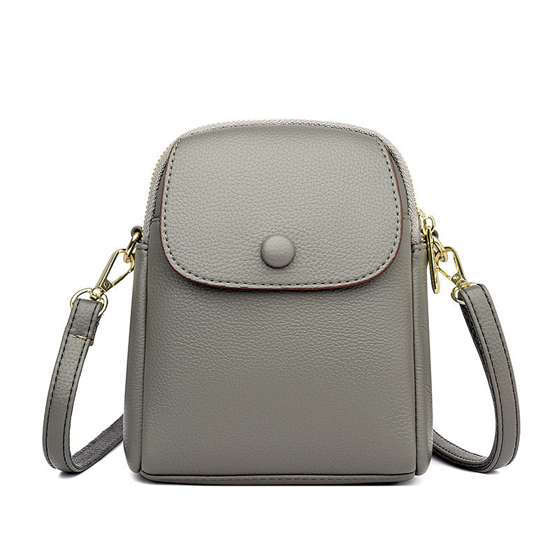 Women's Mobile Fashion Simple Soft Lychee Leather Pattern Women's Shoulder Bag