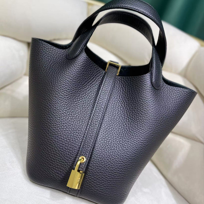 Women's Genuine Leather Vegetable Basket Bride Litchi Grain Bags