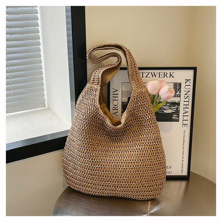 Women's Straw Silk Scarf Personality Trendy Vacation Style Large Capacity Shoulder Bags