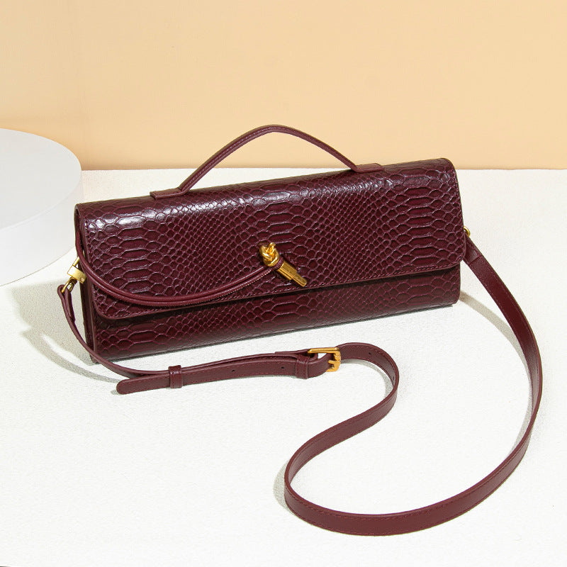 Crocodile Pattern Snake Clutch File Horizontal Crossbody Bags