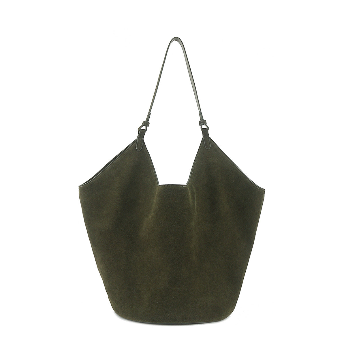 Single Frosted Cowhide Suede Dumpling Niche Bucket Bags