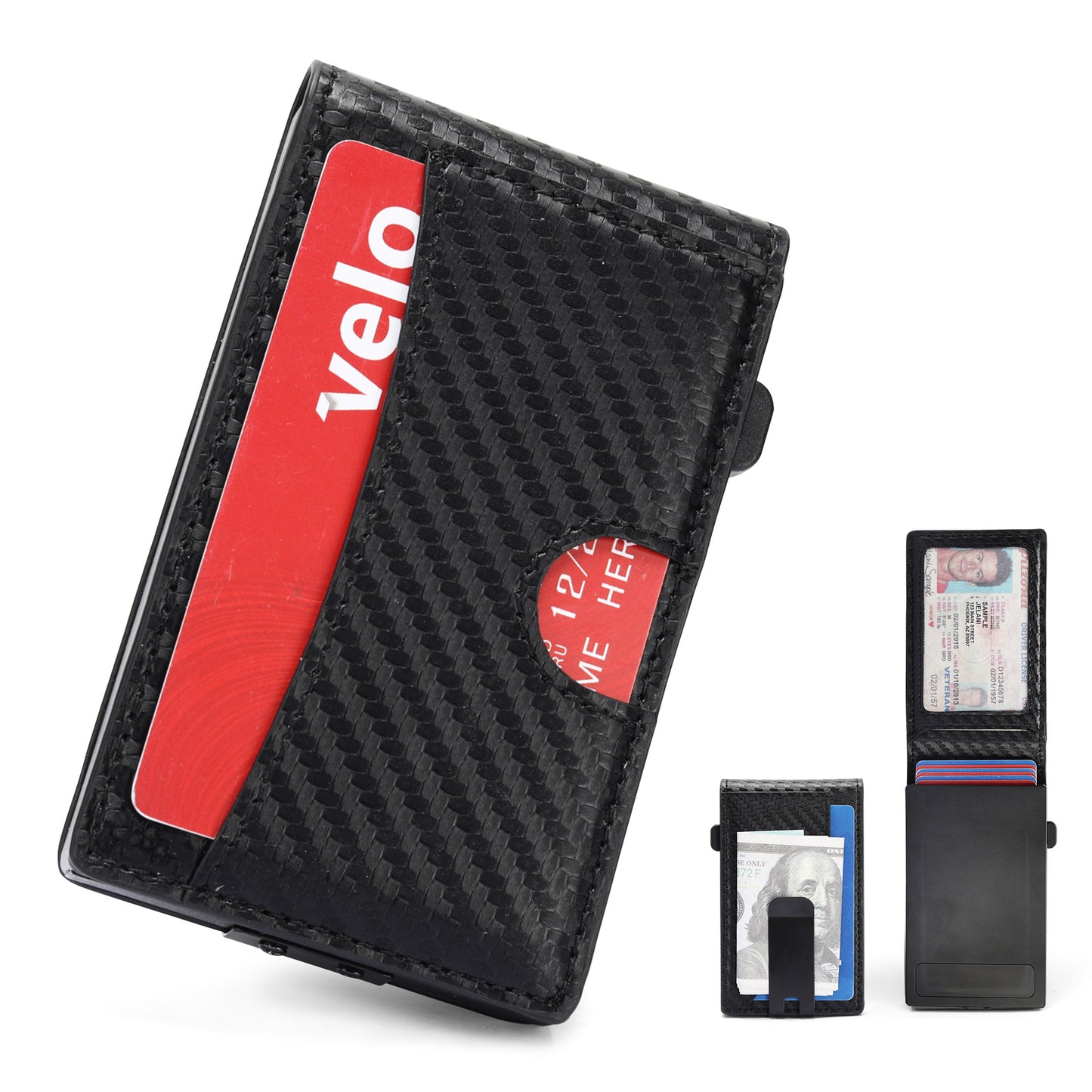 Men's Swiping Aluminum Alloy Cassette Cattlehide Multiple Men's Wallets