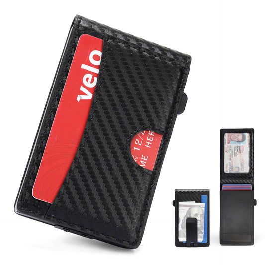 Men's Swiping Aluminum Alloy Cassette Cattlehide Multiple Men's Wallets