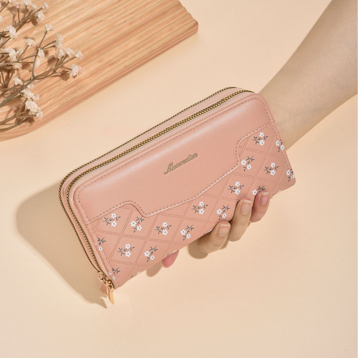 Women's Long Double Zip Trendy Large Capacity Simple Handbags