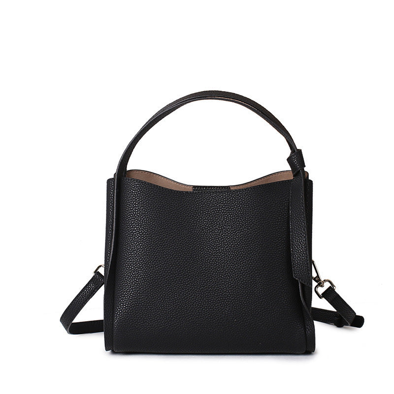 Leather Fashion Cattlehide Clutch Versatile High Sense Large Bucket Bags