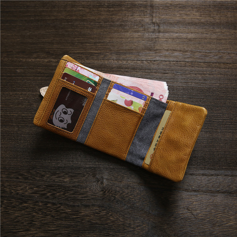 Men's Handmade Short Genuine Leather Trifold First Men's Wallet