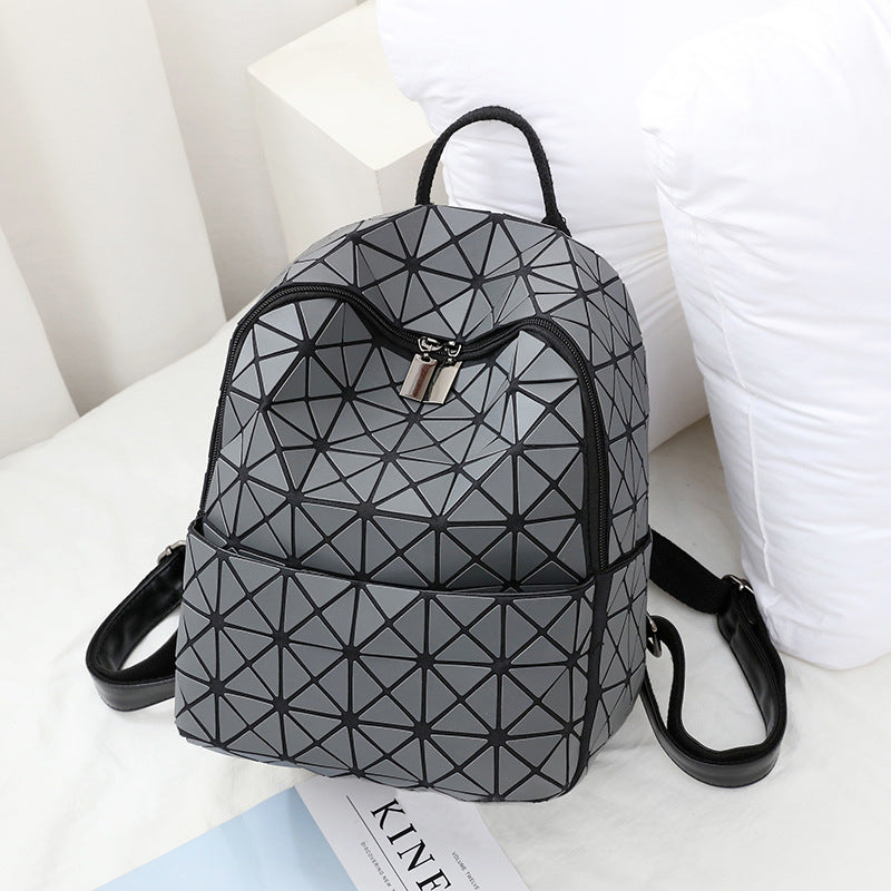Women's Geometric Trend Rhombus Luminous Color Changing Backpacks