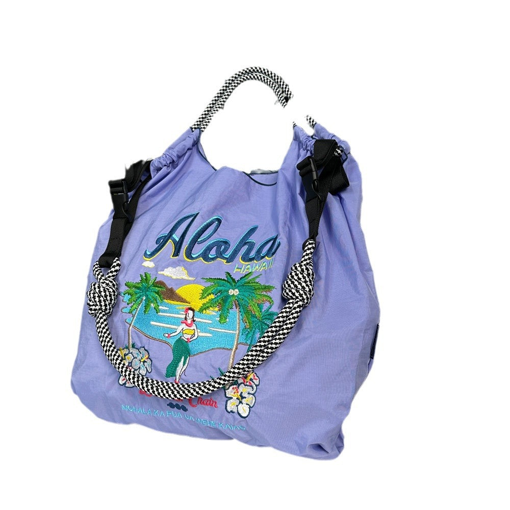Hawaiian Embroidery Shopping Large Capacity Nylon Women's Handbag