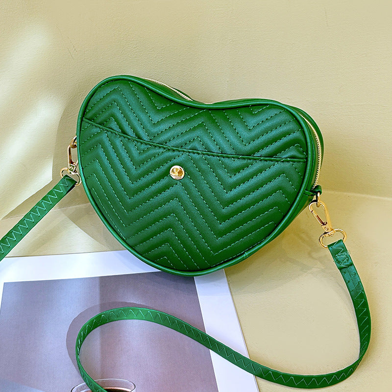 Women's Embroidered Heart Design High-grade Trendy Peach Women's Messenger Bag