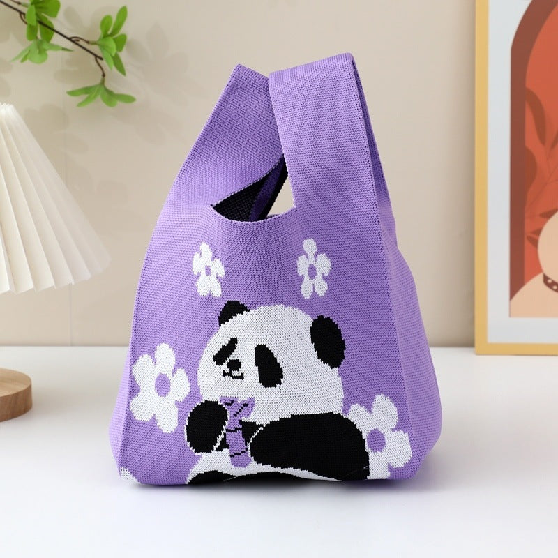 National Fashion Giant Panda Knitted Niche Gift Hand Cute Wild Women's Handbag