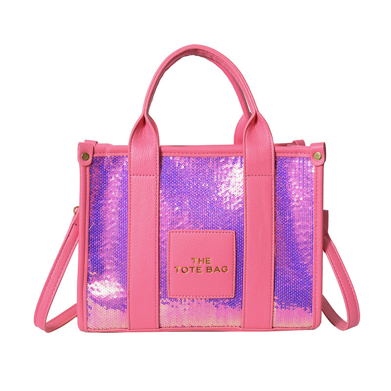 Ditch Hand-held Female Niche Sequins Contrast Tote Bags