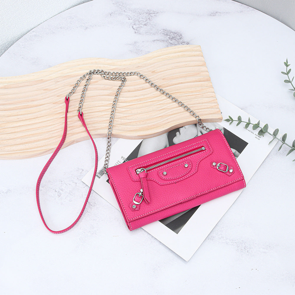 Women's Leather Motorcycle Rivet Chain Light Luxury Fashion Clutch Women's Messenger Bag