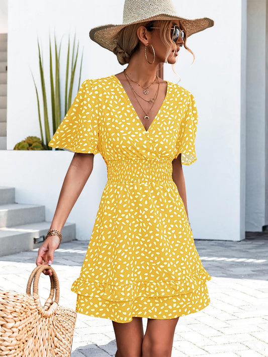 Charming Sexy Ruffle Sleeve Smocking Dress Dresses