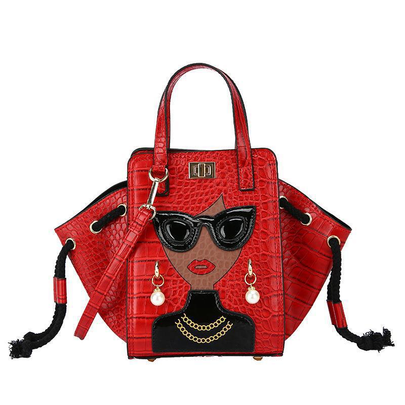 Women's Glasses Retro Stone Pattern Pearl Rivets Handbags