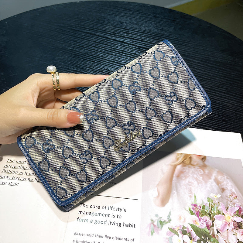 Flange Leather Female Long Genuine Two Fold Fashion Card Holder
