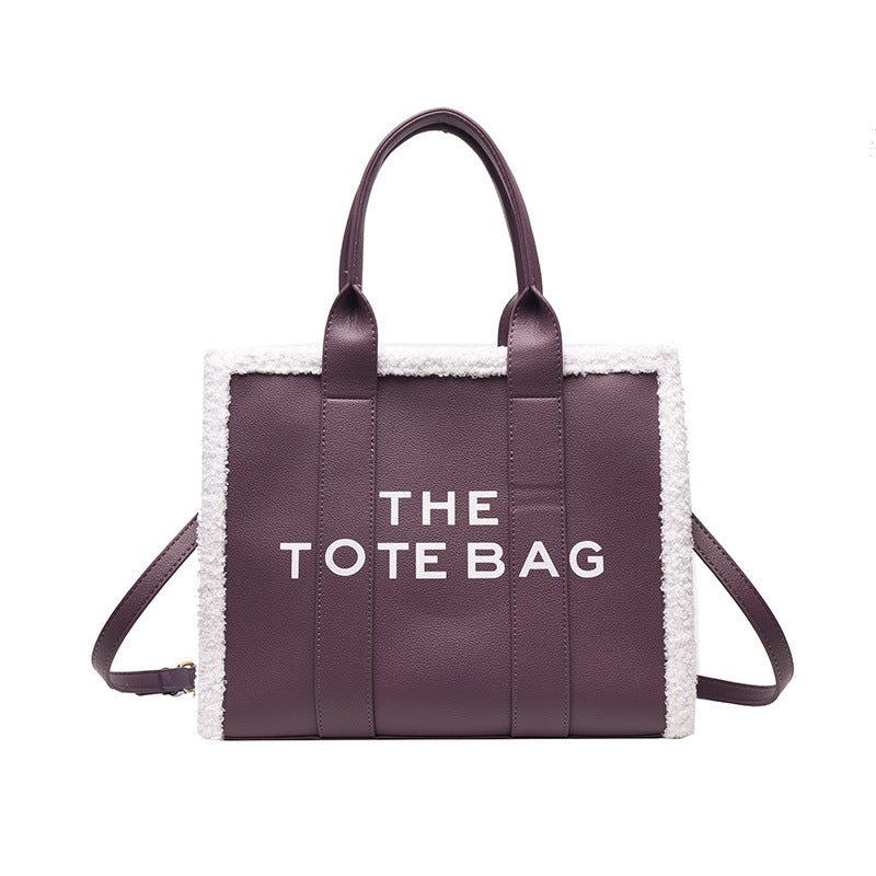 Lamb Wool Fashion Large Portable Lady's Handbags