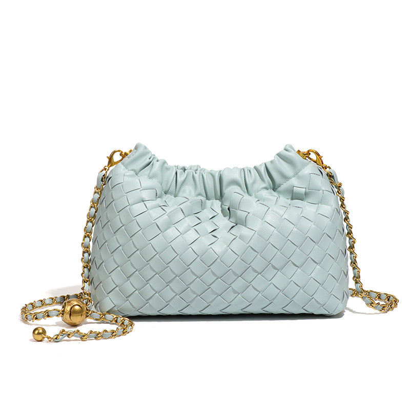 Women's Pleated Cloud Fashion Golden Ball Hand-woven Bags
