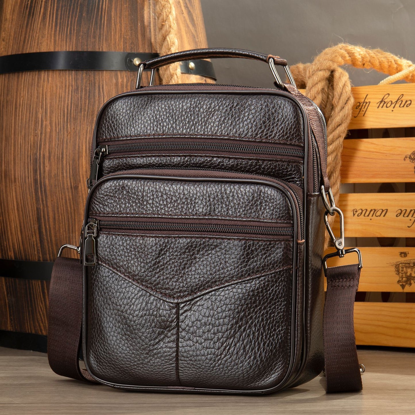 Men's Genuine Leather Retro Mobile Top Layer Bags