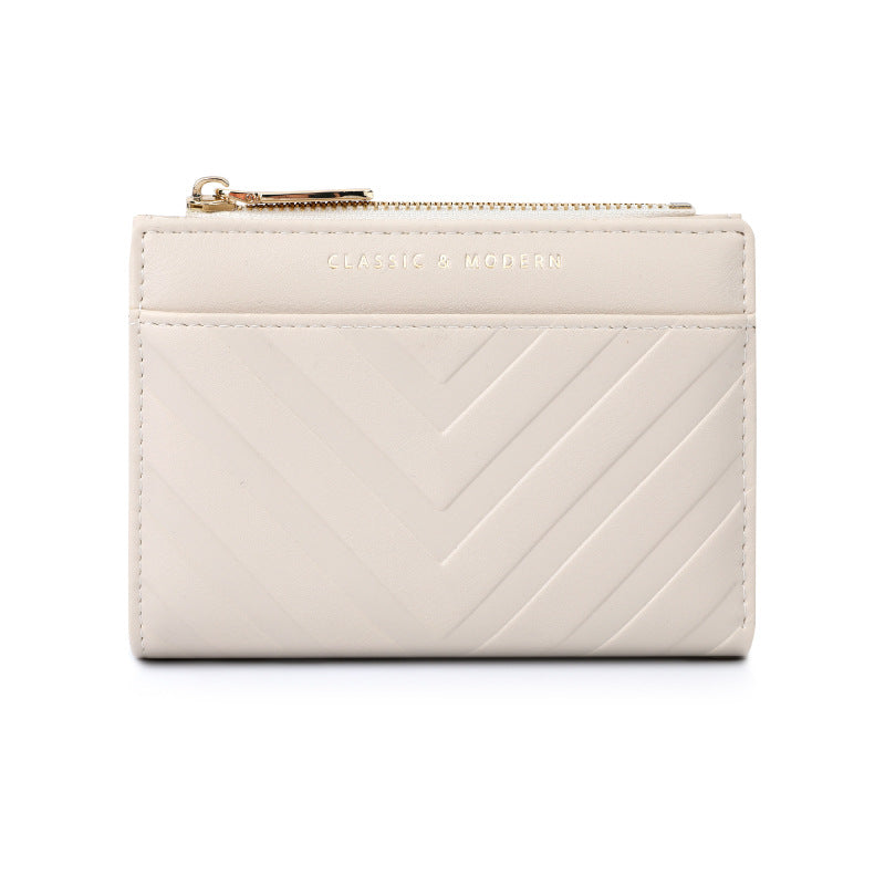 Women's Striped Embossed Leather For Multiple Slots Fashion Purses