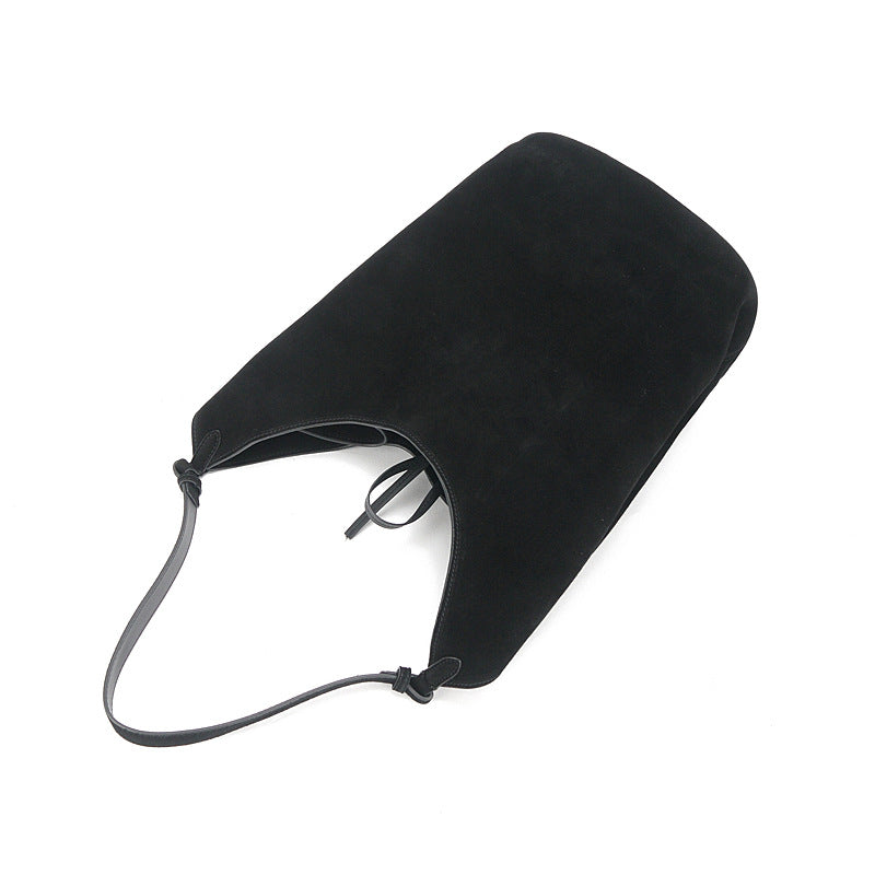 Single Frosted Cowhide Suede Dumpling Niche Bucket Bags