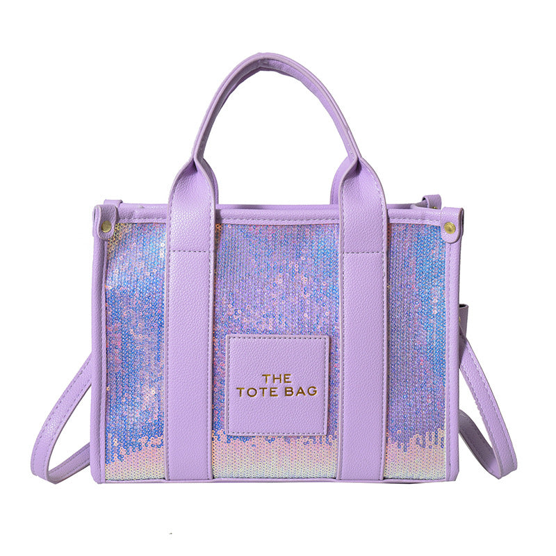 Ditch Hand-held Female Niche Sequins Contrast Tote Bags
