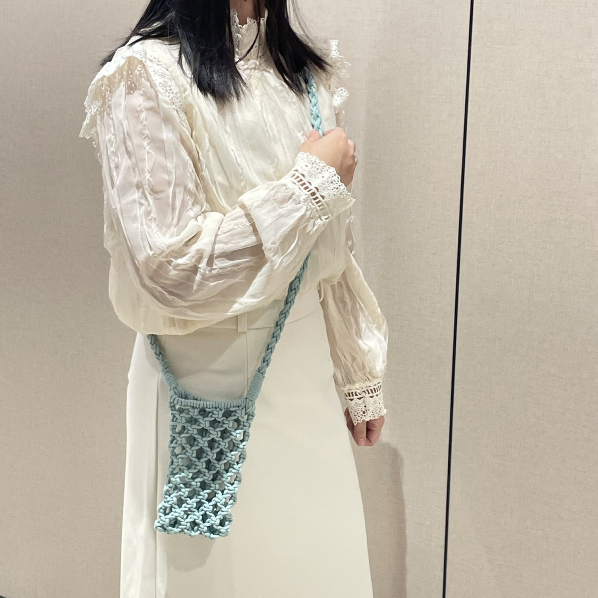 Handmade Cotton Thread Woven Hollow Out Mini Fashion Simple Summer Women's Messenger Bag