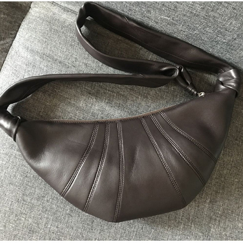 Women's Niche Lazy Feeling Sheepskin Pattern Can Be Praised Croissant Women's Messenger Bag