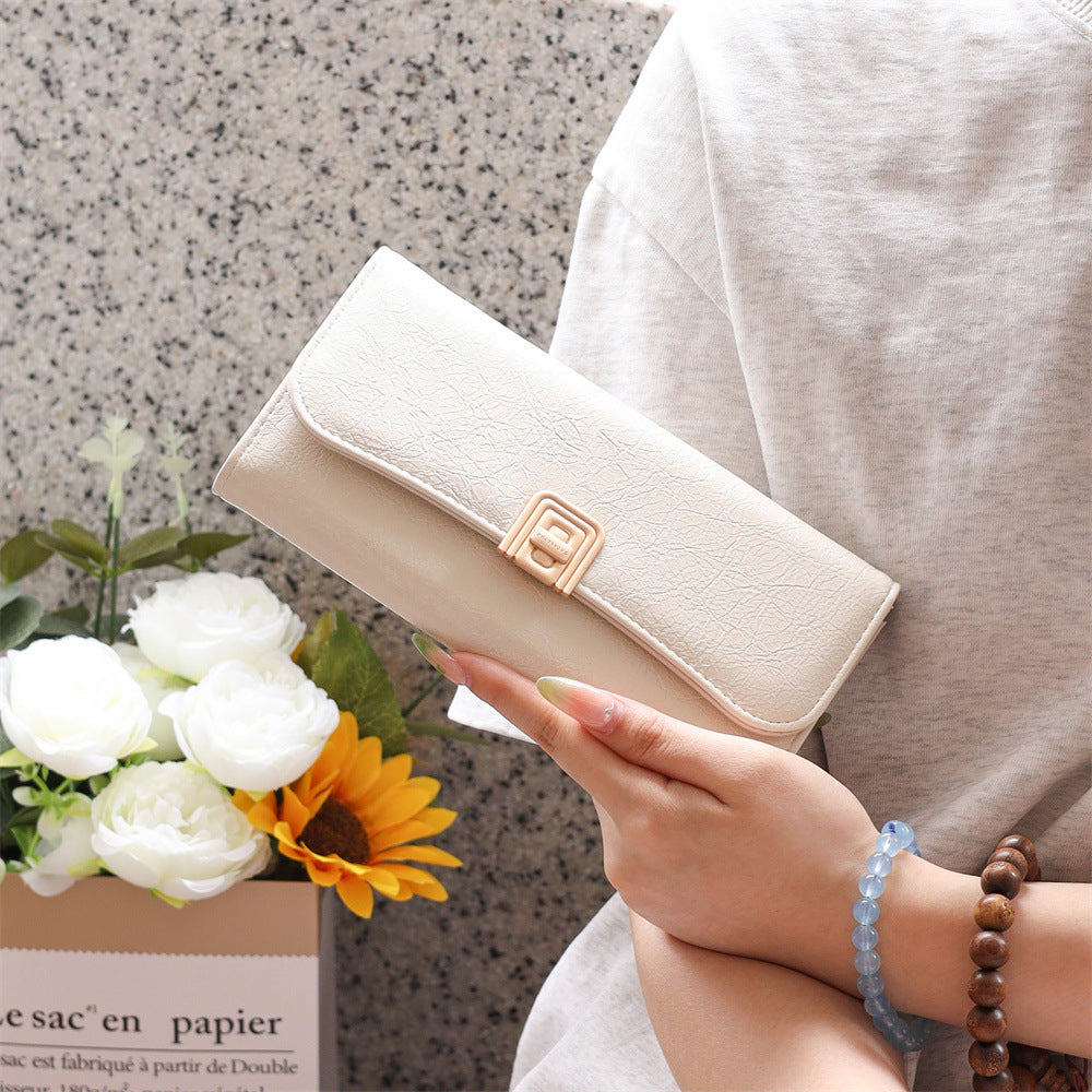 Women's High-grade Long Solid Color Multiple Slots Ladies Wallet
