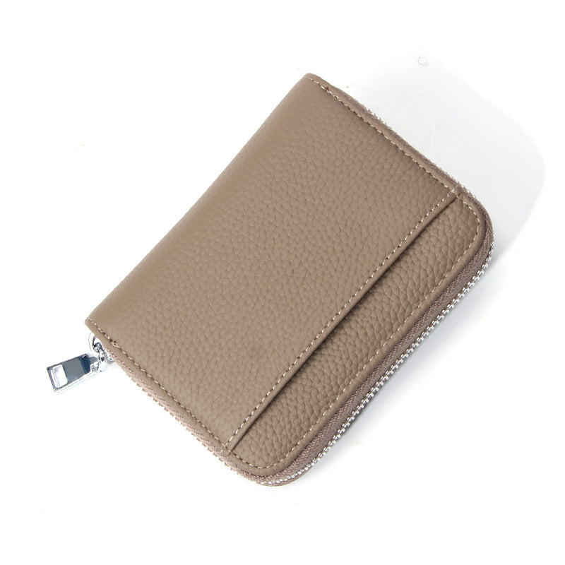 Women's First Layer Cowhide Short Leather Compartment Ladies Wallet