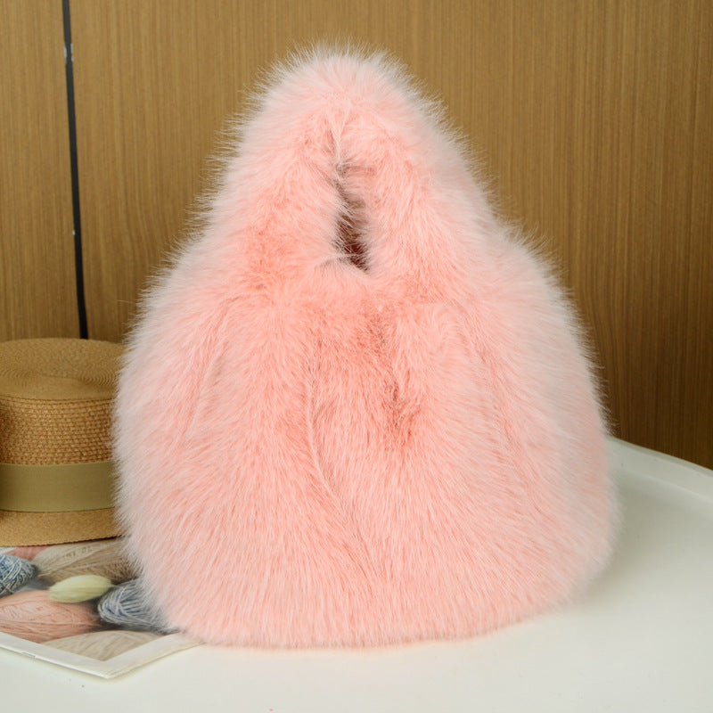 Fur Imitation Fox Plush Vegetable Basket Bags