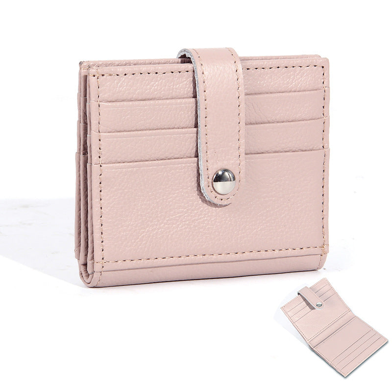 Women's First Layer Cowhide Korean Simple Short Two Ladies Wallet
