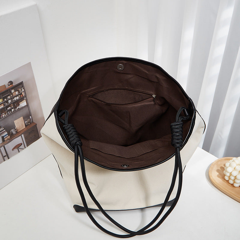 Women's Contrast Color Large Capacity Retro Canvas Bags