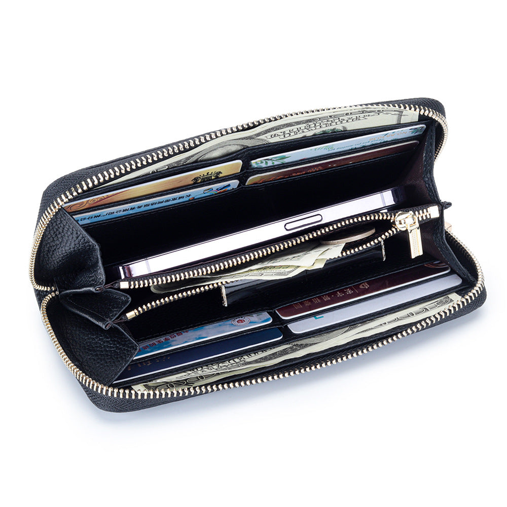 Women's & Men's & Pure Cowhide Long Clutch Large Ladies Wallets