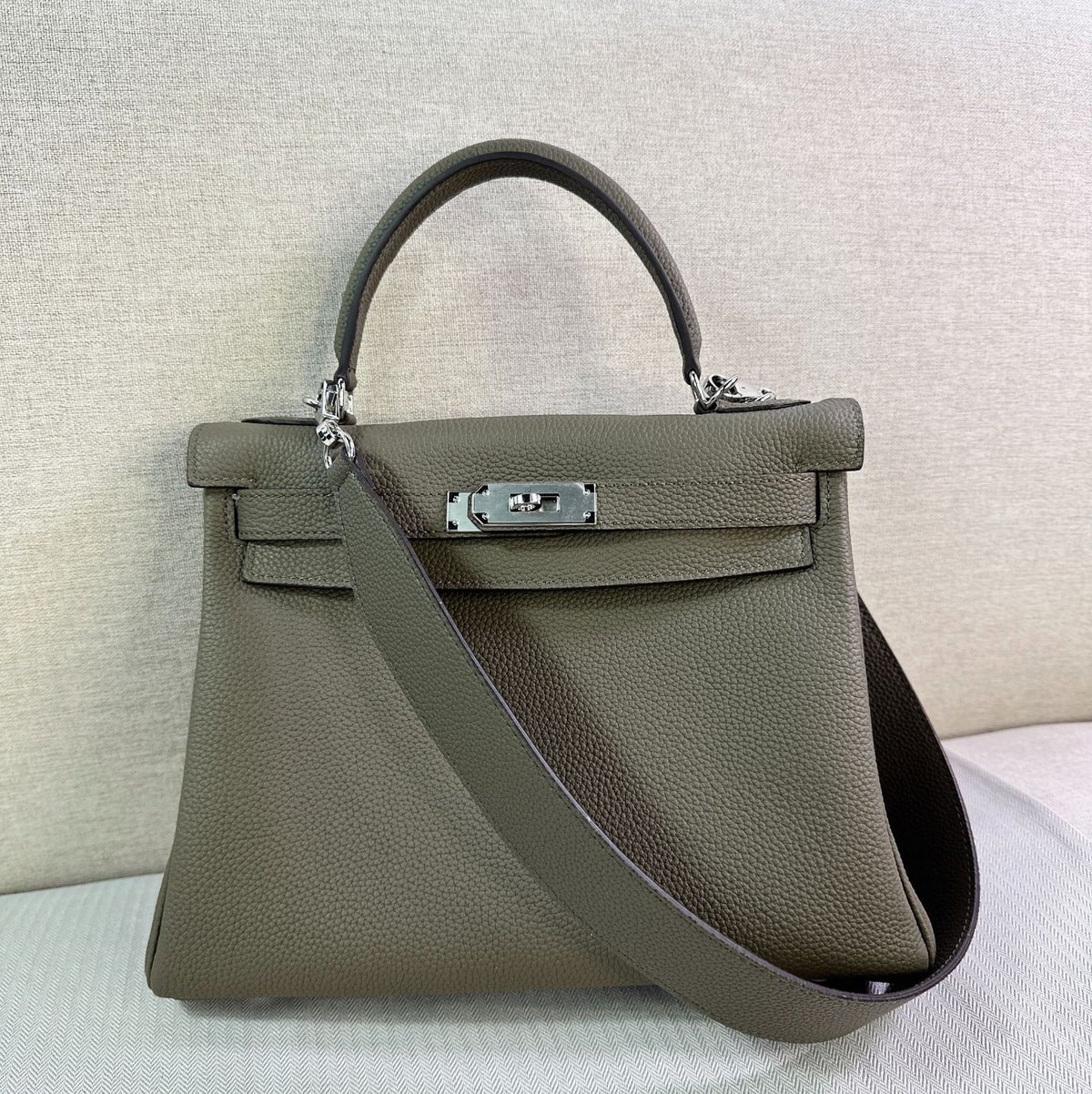 Women's High-grade First Layer Cow Leather Wide Strap Kelly One Bags