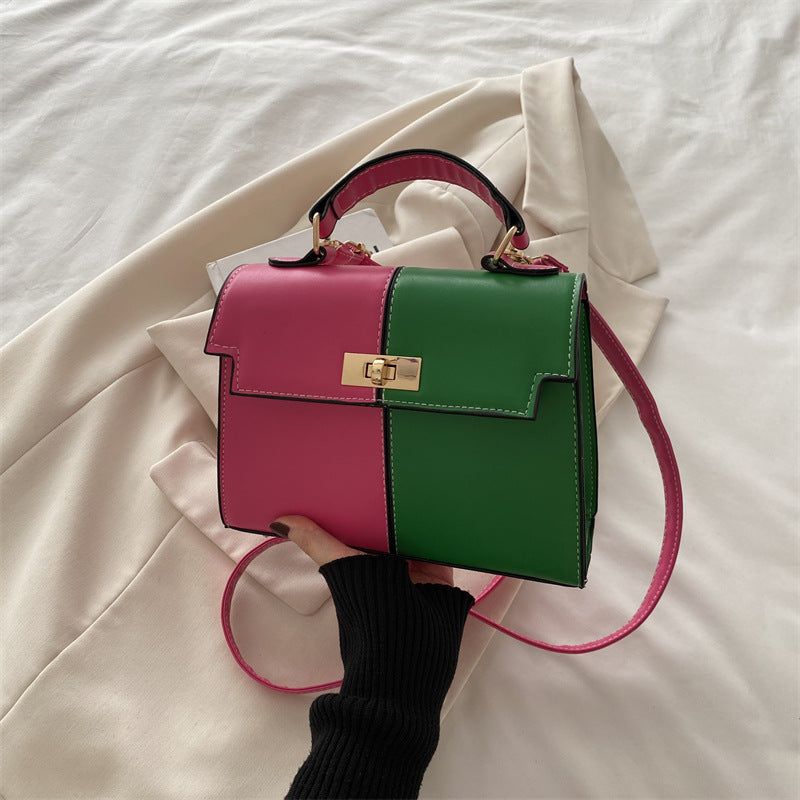 Women's Style Contrast Color Large Capacity Spring Fashion Stitching Texture Women's Shoulder Bag