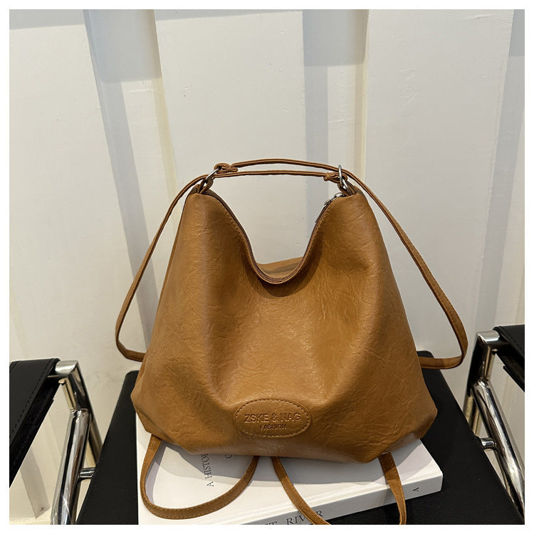 Women's Popular Leisure Retro Large Capacity Commuter Solid Color Bags