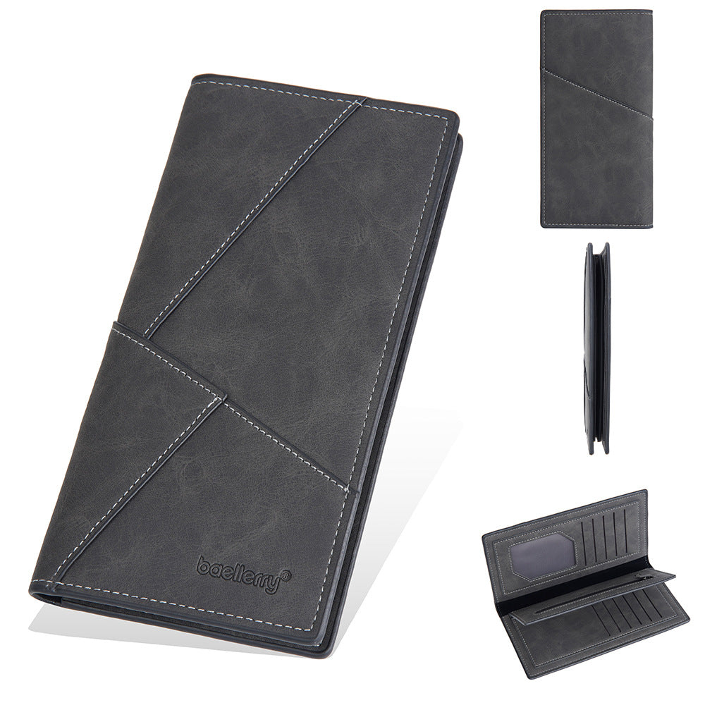 Men's Fashion Long Frosted Open Multiple Slots Large Capacity Men's Wallet