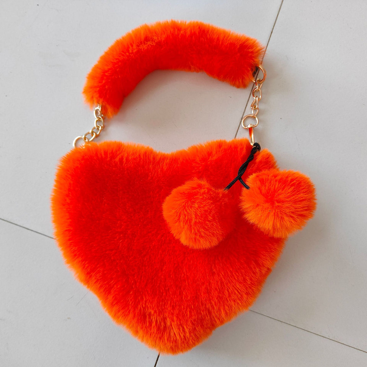Women's Plush Heart Chain Portable Imitation Rabbit Fur Women's Shoulder Bag