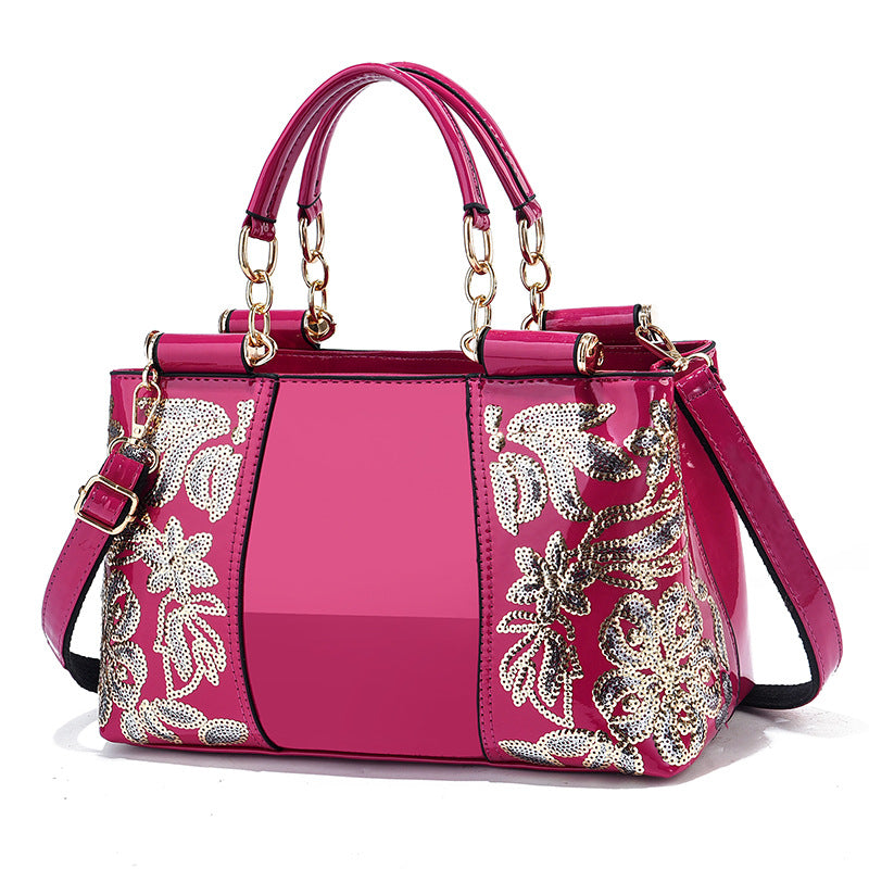 Women's Commuter Shaping Fashion Bright Leather Handbags