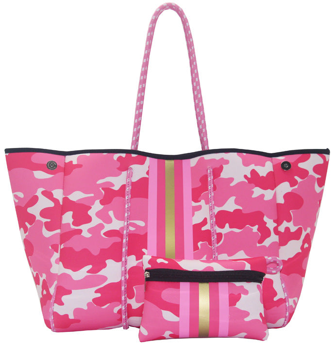 Leopard Print Printed Black Portable Beach Shoulder Bags